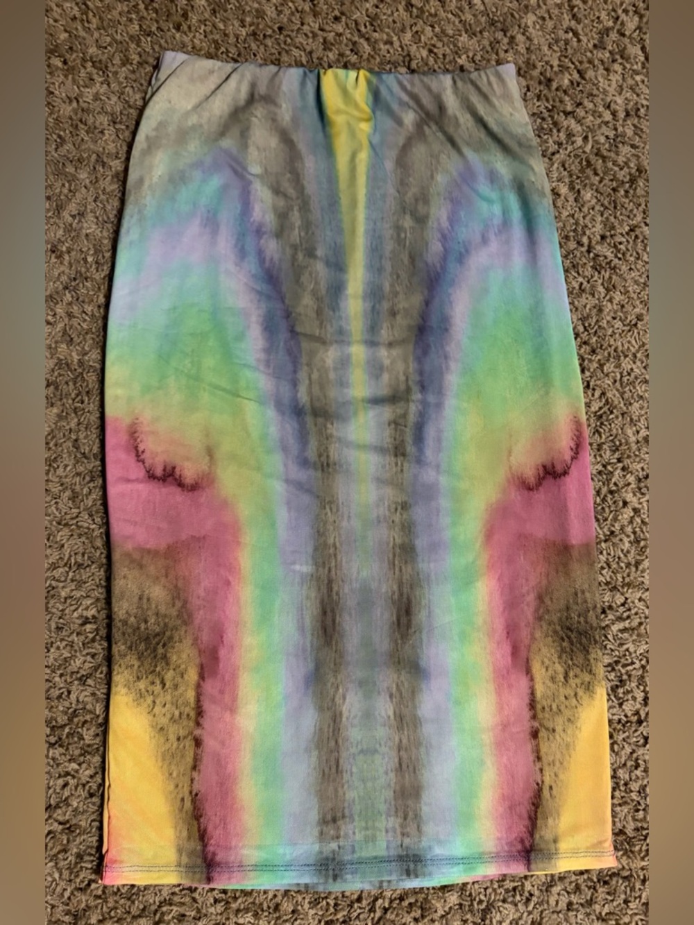 AFRM Yellow Green Blue Tie-Dye MidiSkirt